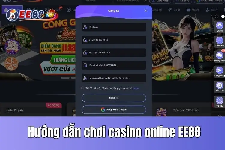 các bước tham gia Casino ee88 cùng chúng tôi