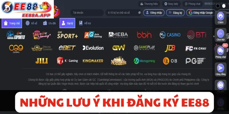 Những lưu ý khi đăng ký EE88