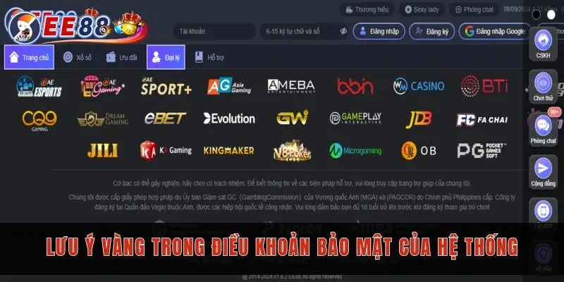 Lưu ý vàng trong điều khoản bảo mật của hệ thống EE88