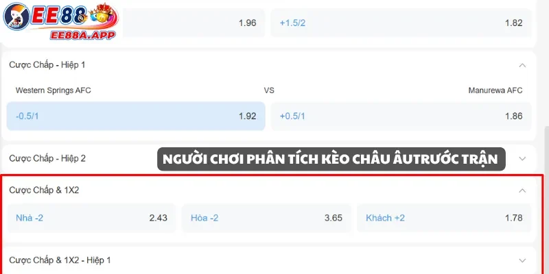 Người chơi phân tích tỷ lệ kèo châu Âu trước trận đấu